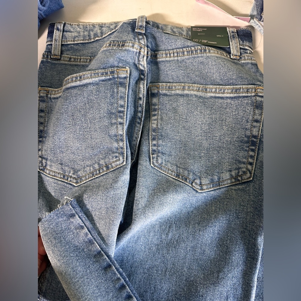 Women's High-Rise 90's Relaxed Slashed Straight Jeans Wild Fable readdescription - Picture 8 of 11